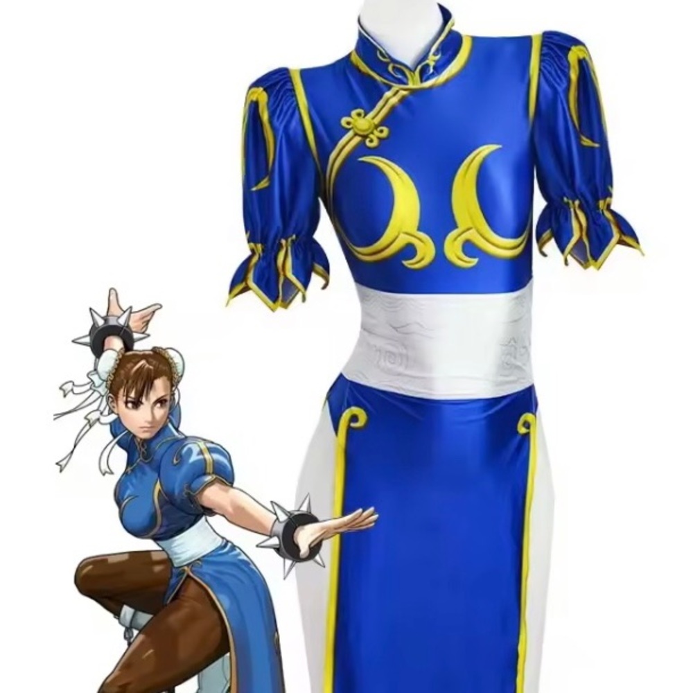 Blue and White Chun-Li Style Adult Costume Dress